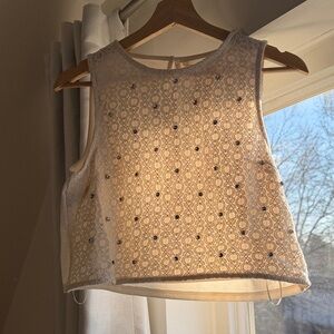 LC Lauren Conrad Cream Sleeveless Lace Blouse